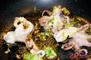 Baby Octopus with Green Zhoug